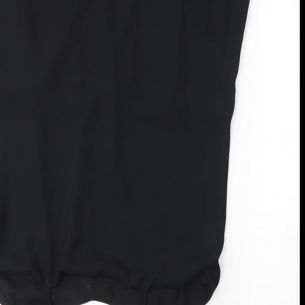 Preworn Womens Black Polyester Bodycon Size M Square Neck Pullover