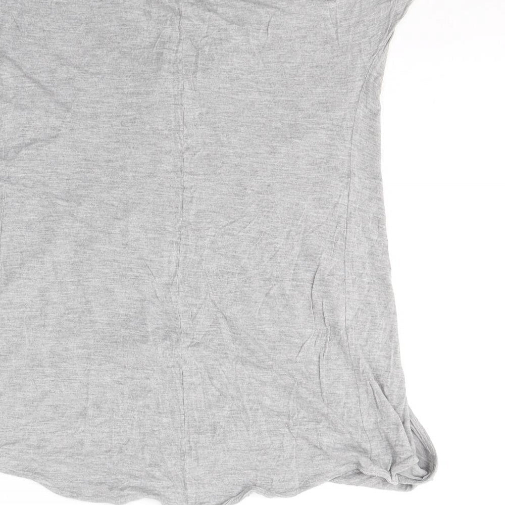 Topshop Womens Grey Viscose Basic T-Shirt Size 8 Round Neck