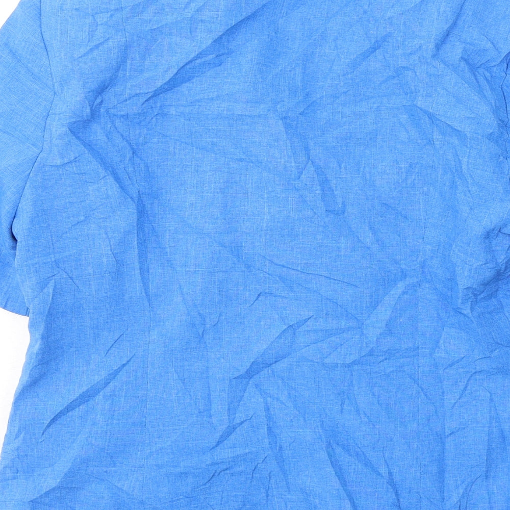 Isabelle Womens Blue Polyester Basic T-Shirt Size 16 V-Neck