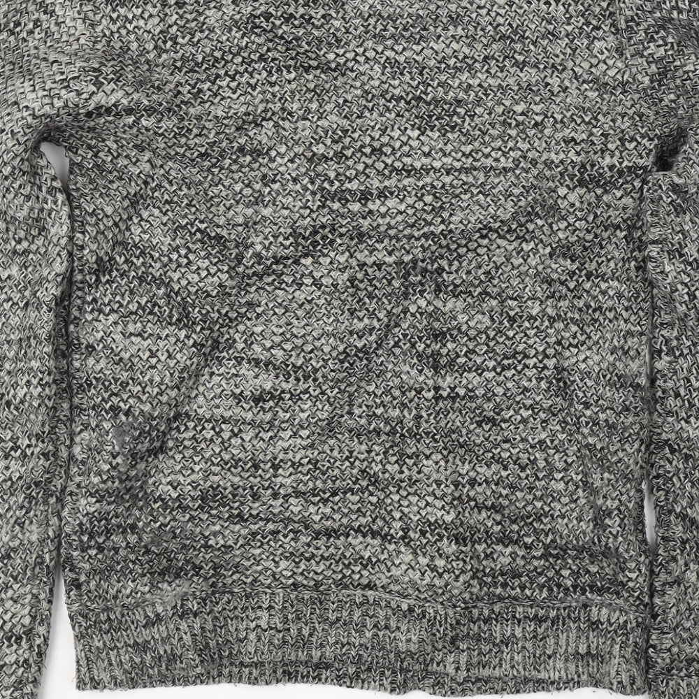 Label Lab Mens Grey Round Neck Acrylic Pullover Jumper Size S