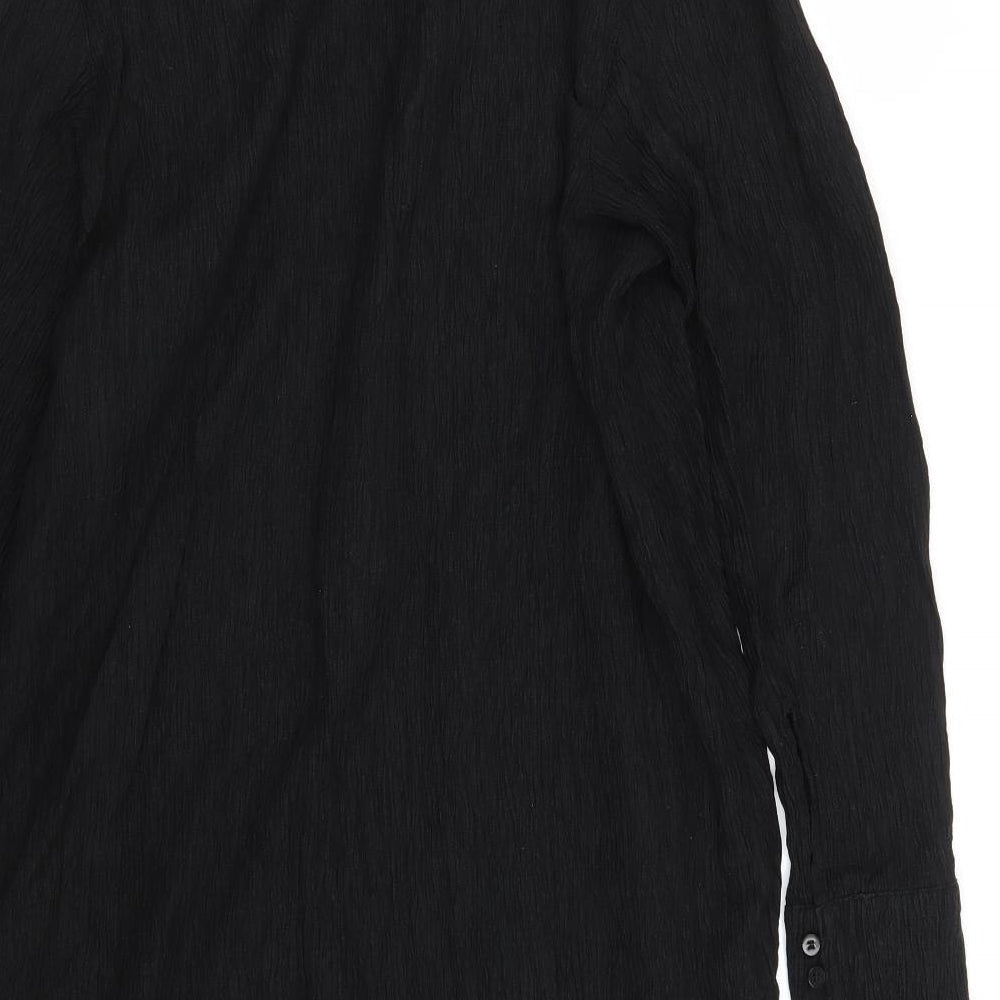 H&M Womens Black Lyocell Basic Button-Up Size M Collared