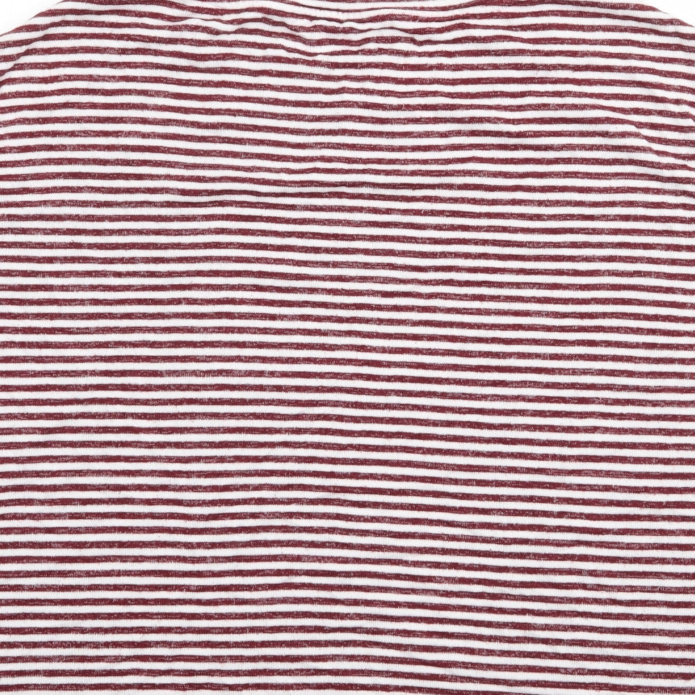 Marks & Spencer Womens Red Round Neck Striped Viscose Pullover Jumper Size L
