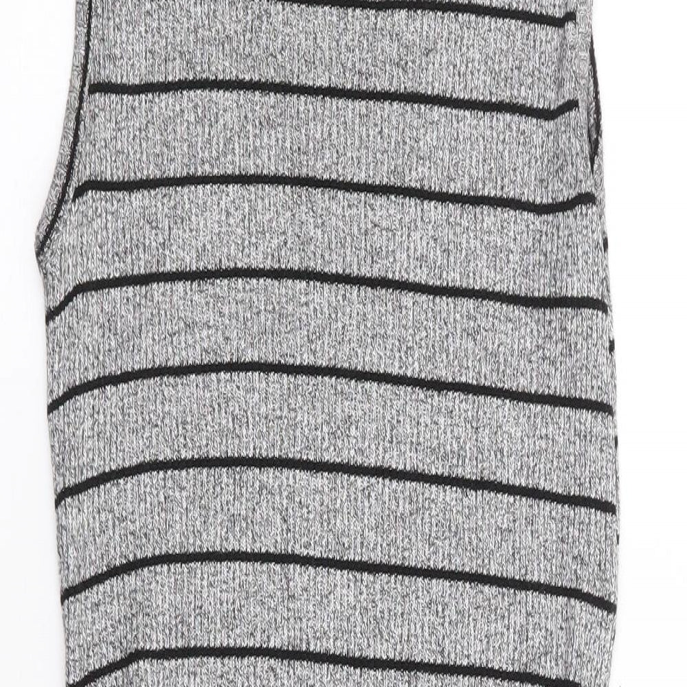 Red Herring Womens Grey Striped Viscose Tank Dress Size 12 High Neck Pullover