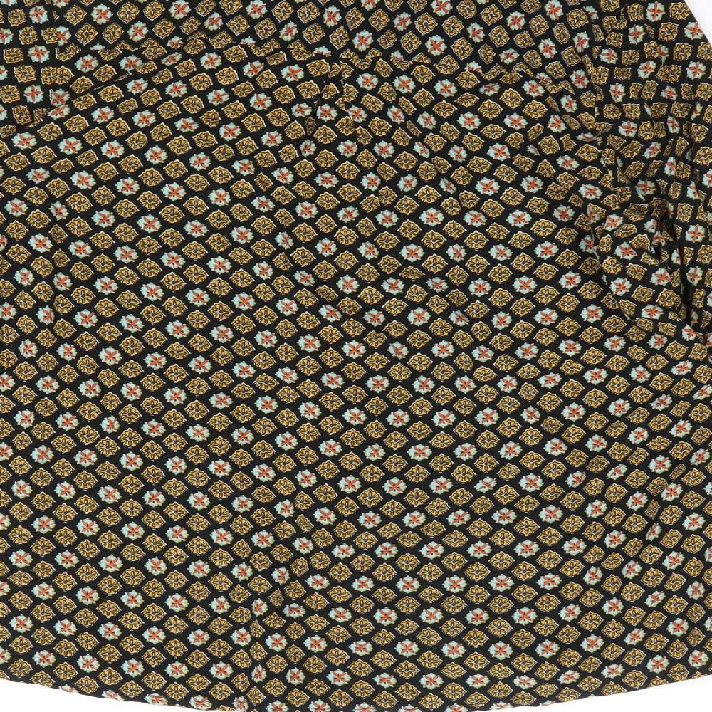 Brave Soul Womens Multicoloured Geometric Viscose Jersey Button-Up Size XS Collared