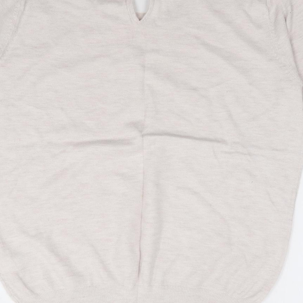 NEXT Womens Beige Round Neck Cotton Pullover Jumper Size 12