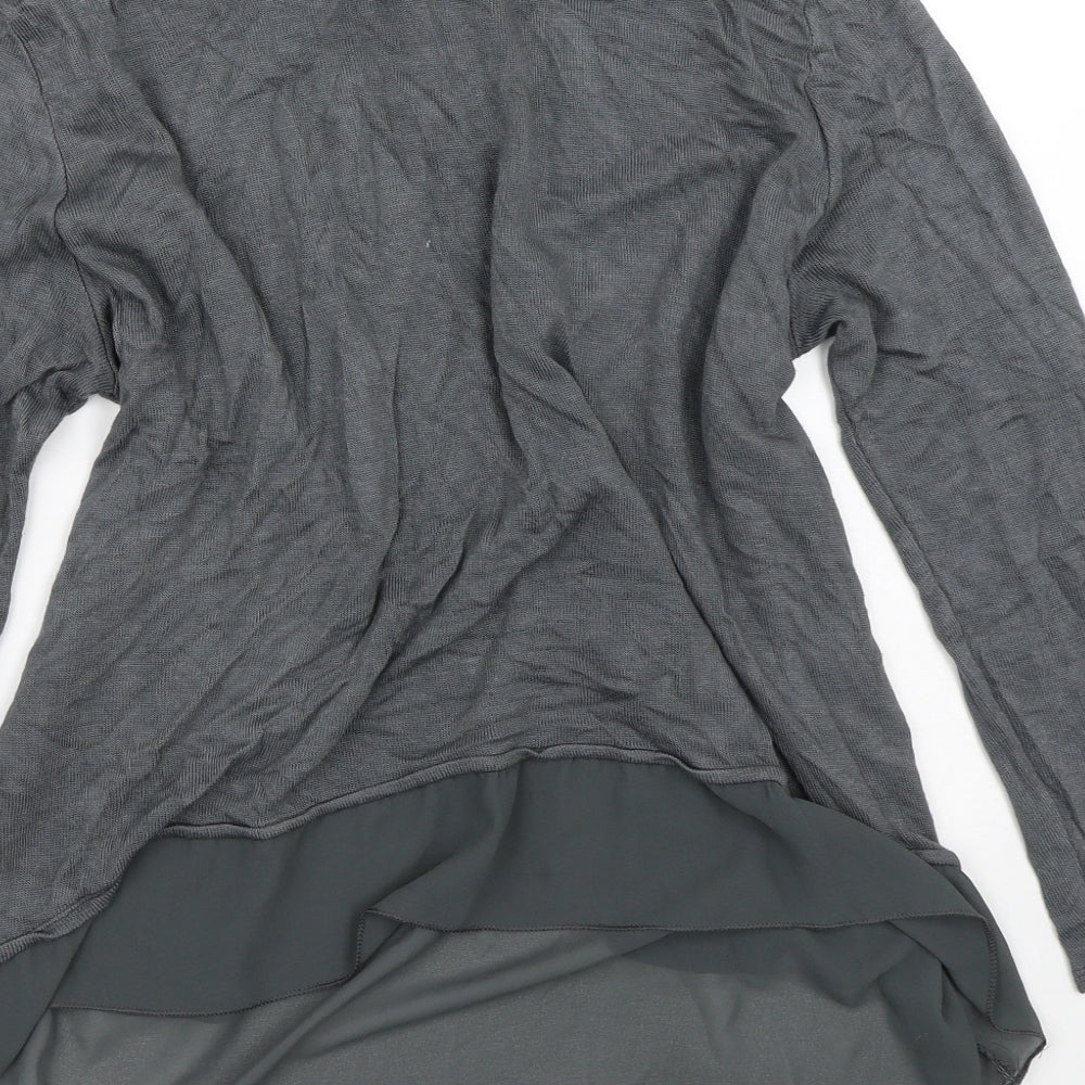 Preworn Womens Grey Crew Neck Viscose Cardigan Jumper Size S - Mesh Skirt