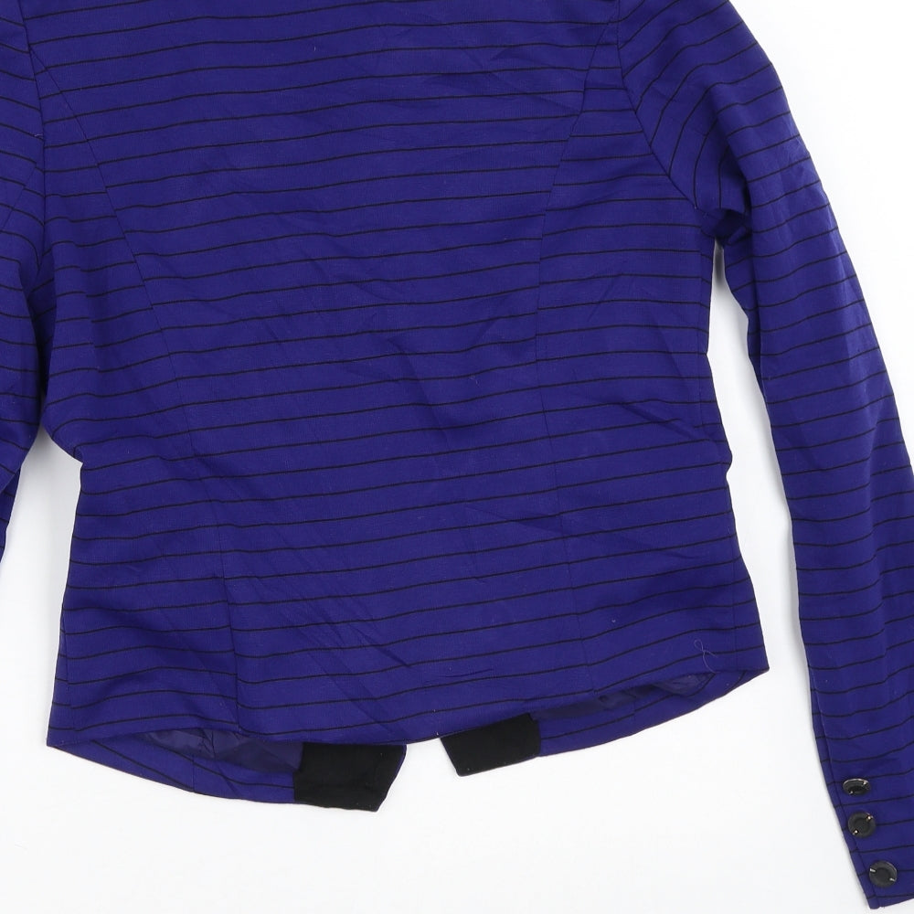 La Morina Womens Purple Striped Jacket Size L