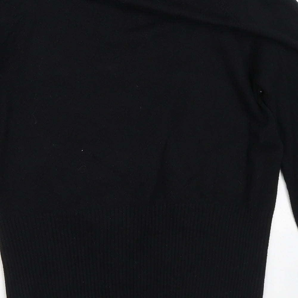 Dunnes Stores Womens Black V-Neck Viscose Pullover Jumper Size 14