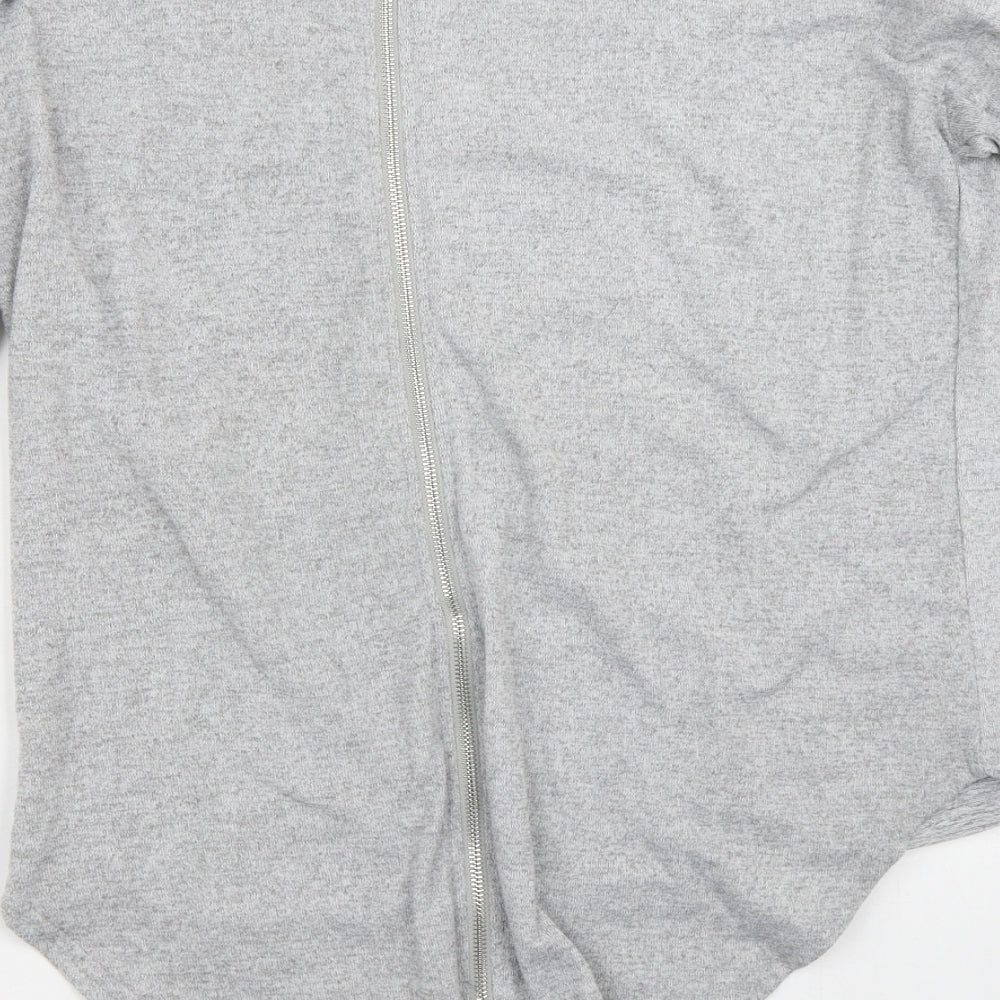 Quiz Womens Grey Round Neck Polyester Full Zip Jumper Size M - Hearts