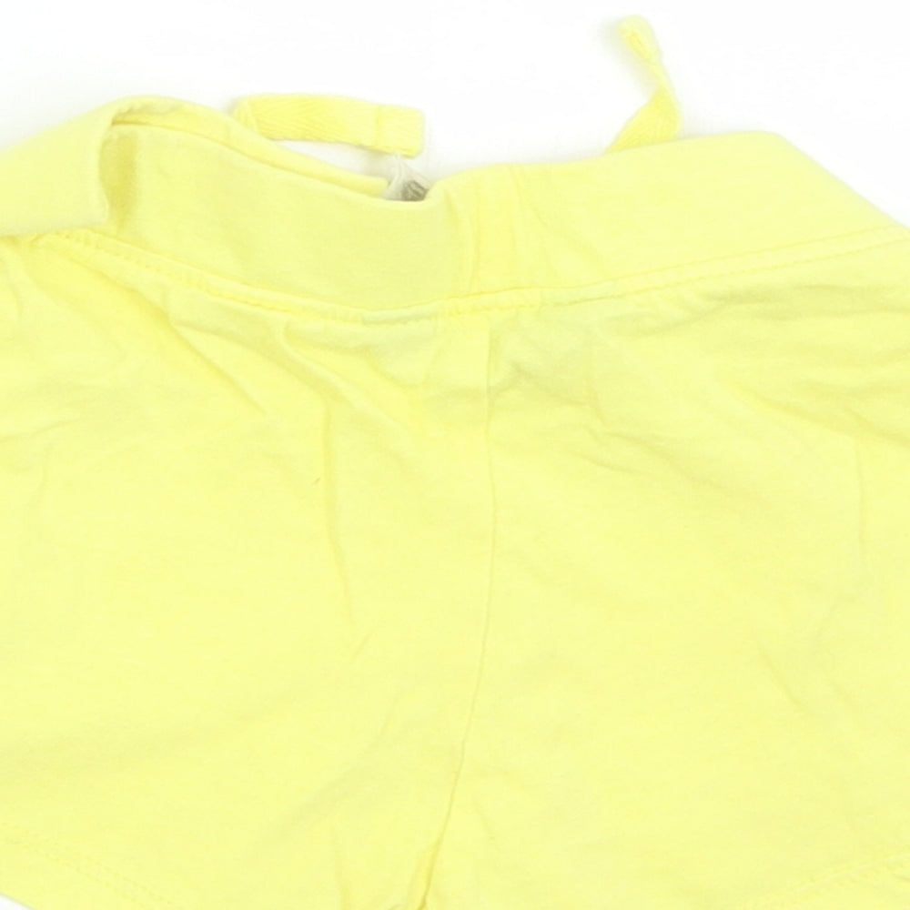 Primark Girls Yellow Cotton Cropped Trousers Size 12-18 Months Drawstring