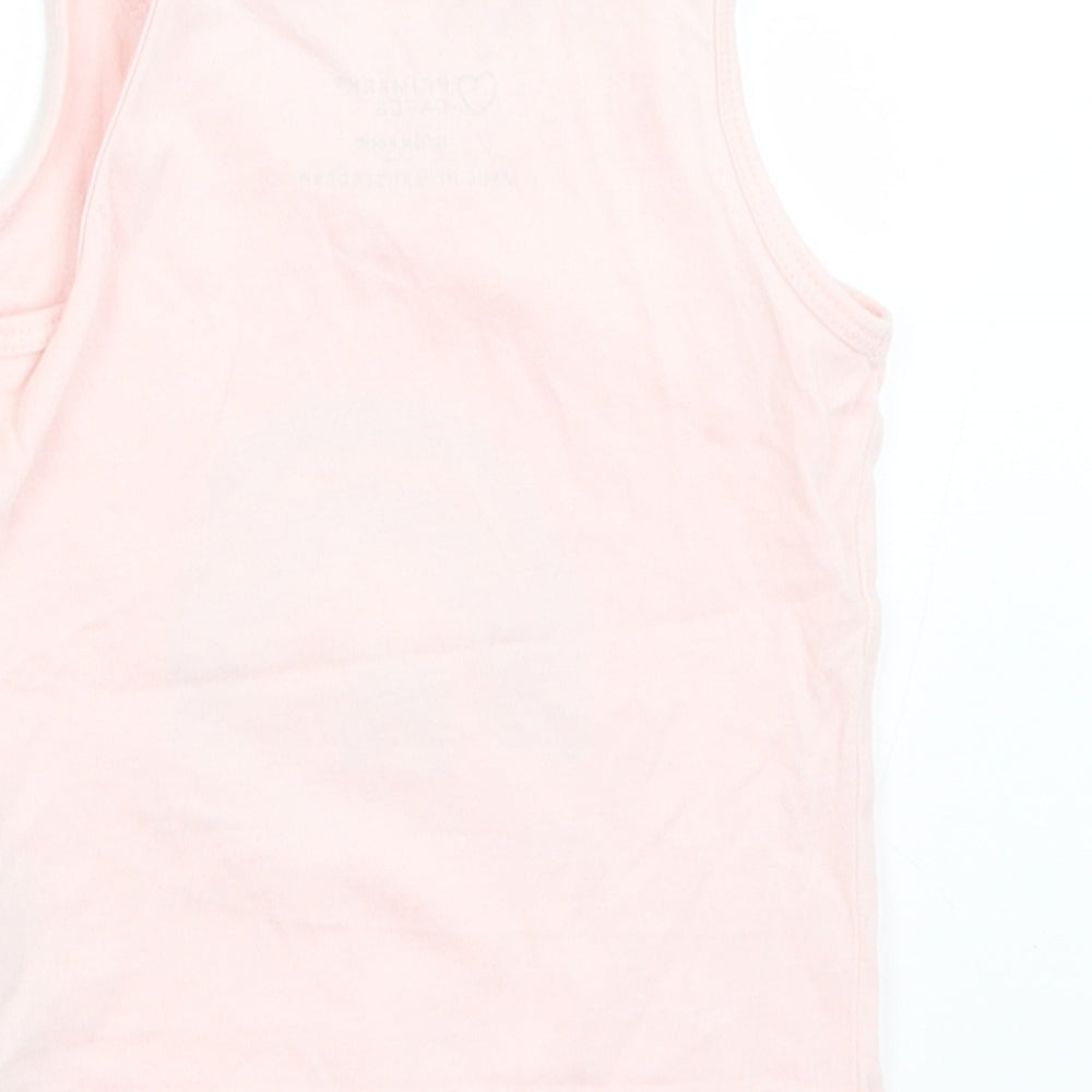 Primark Girls Pink Cotton Basic Tank Size 12-18 Months Round Neck - Rainbow