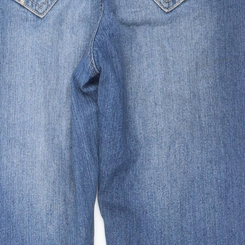 Authentic Womens Blue Cotton Skinny Jeans Size 12 L24 in Regular Button - Cropped