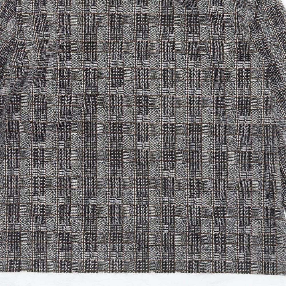 Preworn Womens Grey Round Neck Plaid Polyester Pullover Jumper Size S