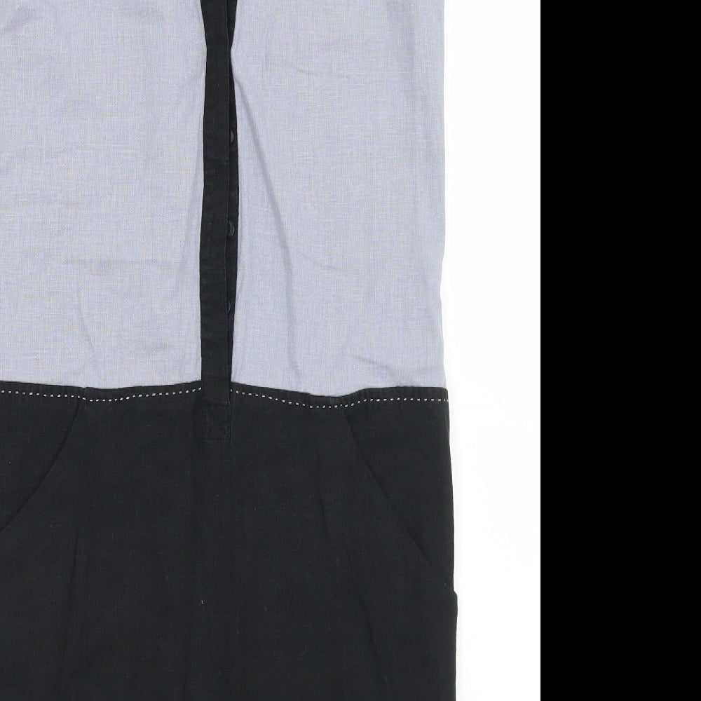 Preworn Womens Grey Cotton A-Line Size S V-Neck Button