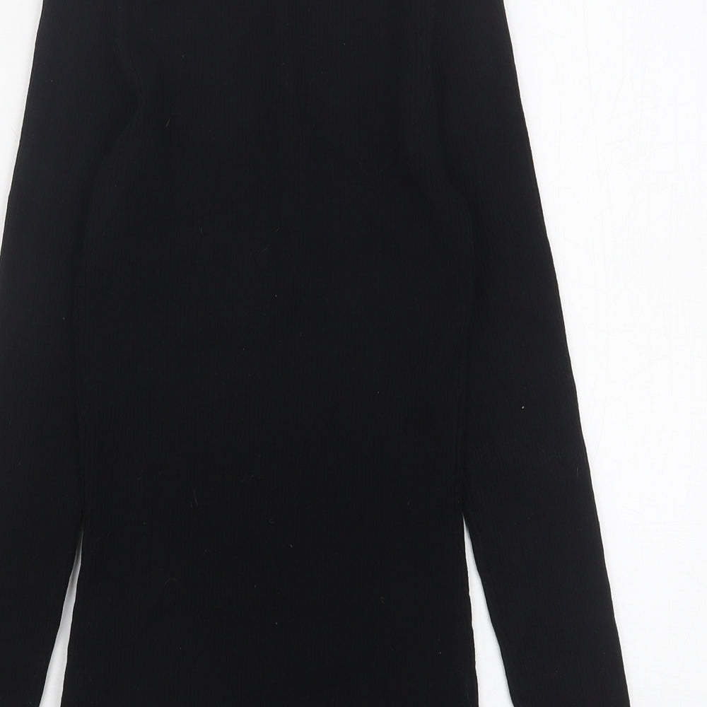 River Island Womens Black Viscose Basic T-Shirt Size 8 V-Neck