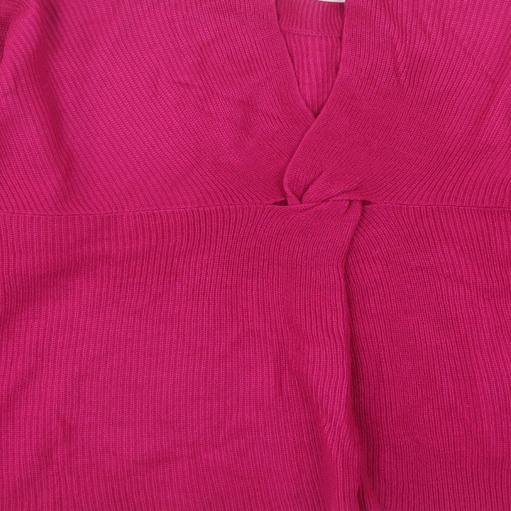 Mango Womens Pink Round Neck Acrylic Pullover Jumper Size S
