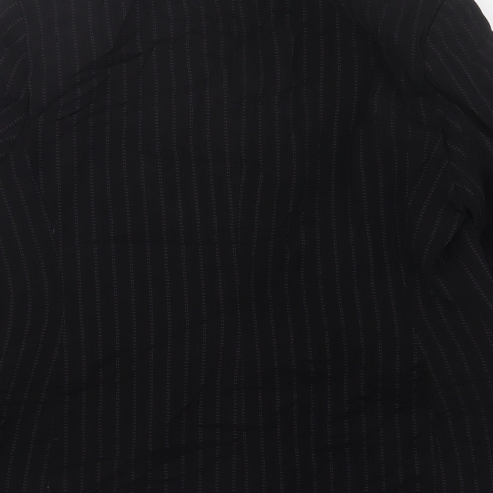 AMARANTO Womens Black Striped Polyester Jacket Suit Jacket Size 14