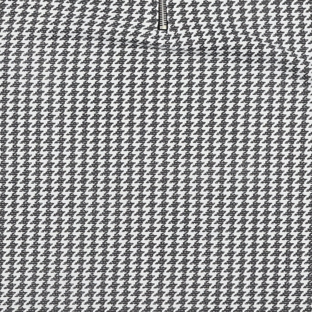 New Look Womens White Geometric Polyester Basic Blouse Size 8 Round Neck