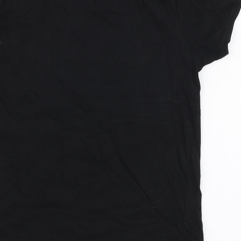 Primark Boys Black 100% Cotton Jersey T-Shirt Size 9-10 Years Round Neck Pullover - Palm springs