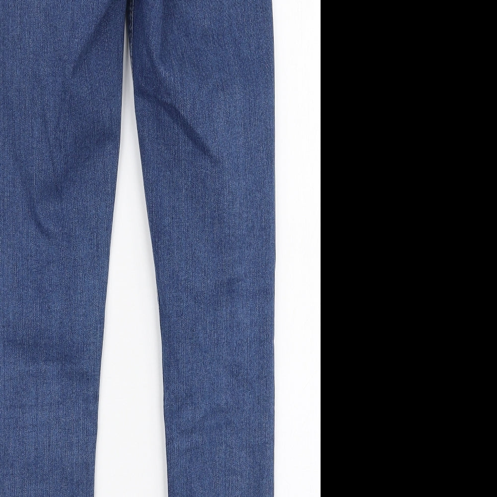 Topshop Womens Blue Cotton Skinny Jeans Size 28 L32 in Slim Zip