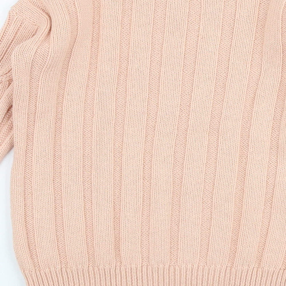 Marks and Spencer Womens Pink Round Neck Cotton Pullover Jumper Size 8