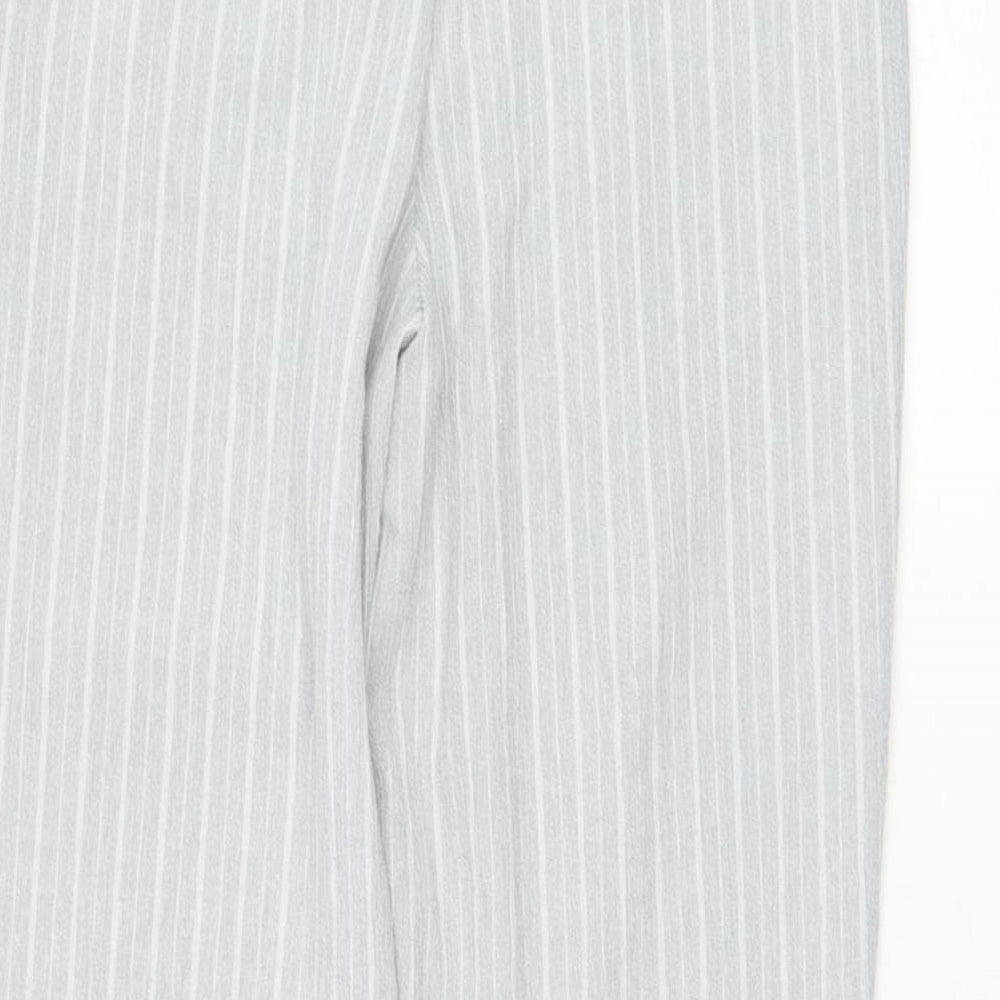 New Look Womens Grey Striped Polyester Carrot Trousers Size 8 L26 in Regular Zip