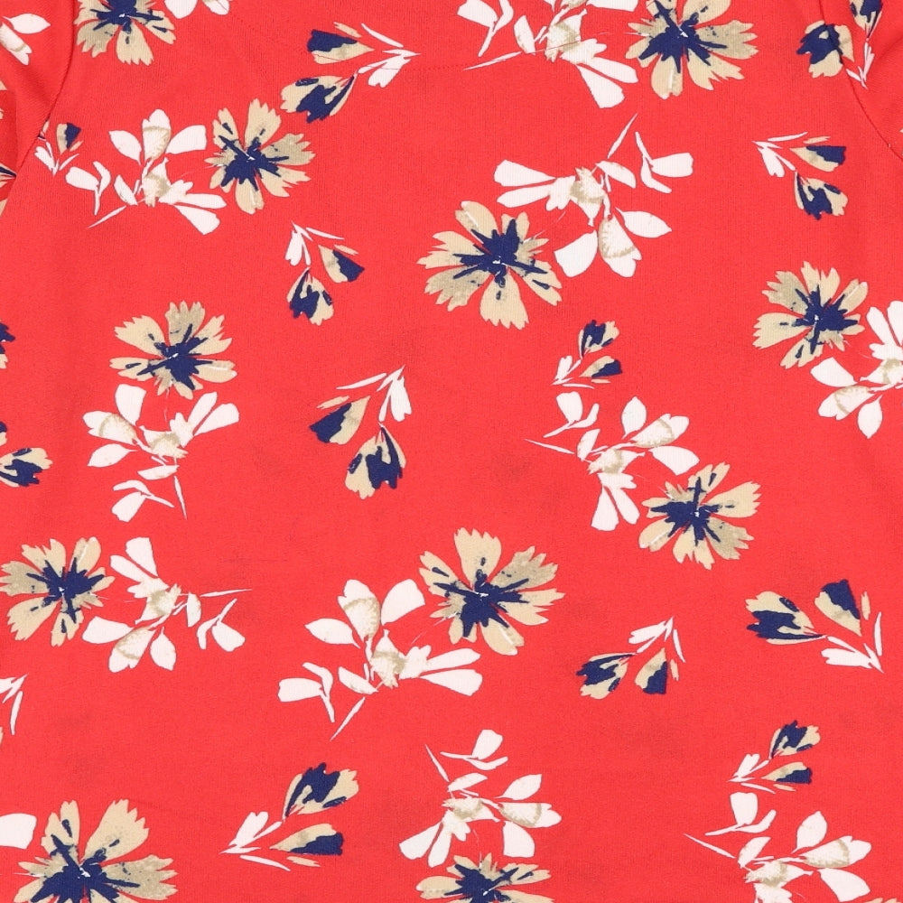 Love Leisure Womens Red Round Neck Floral Polyester Jumper Size 18
