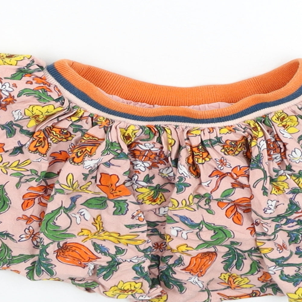 NEXT Girls Pink Floral Viscose Skater Skirt Size 9-12 Months Pull On