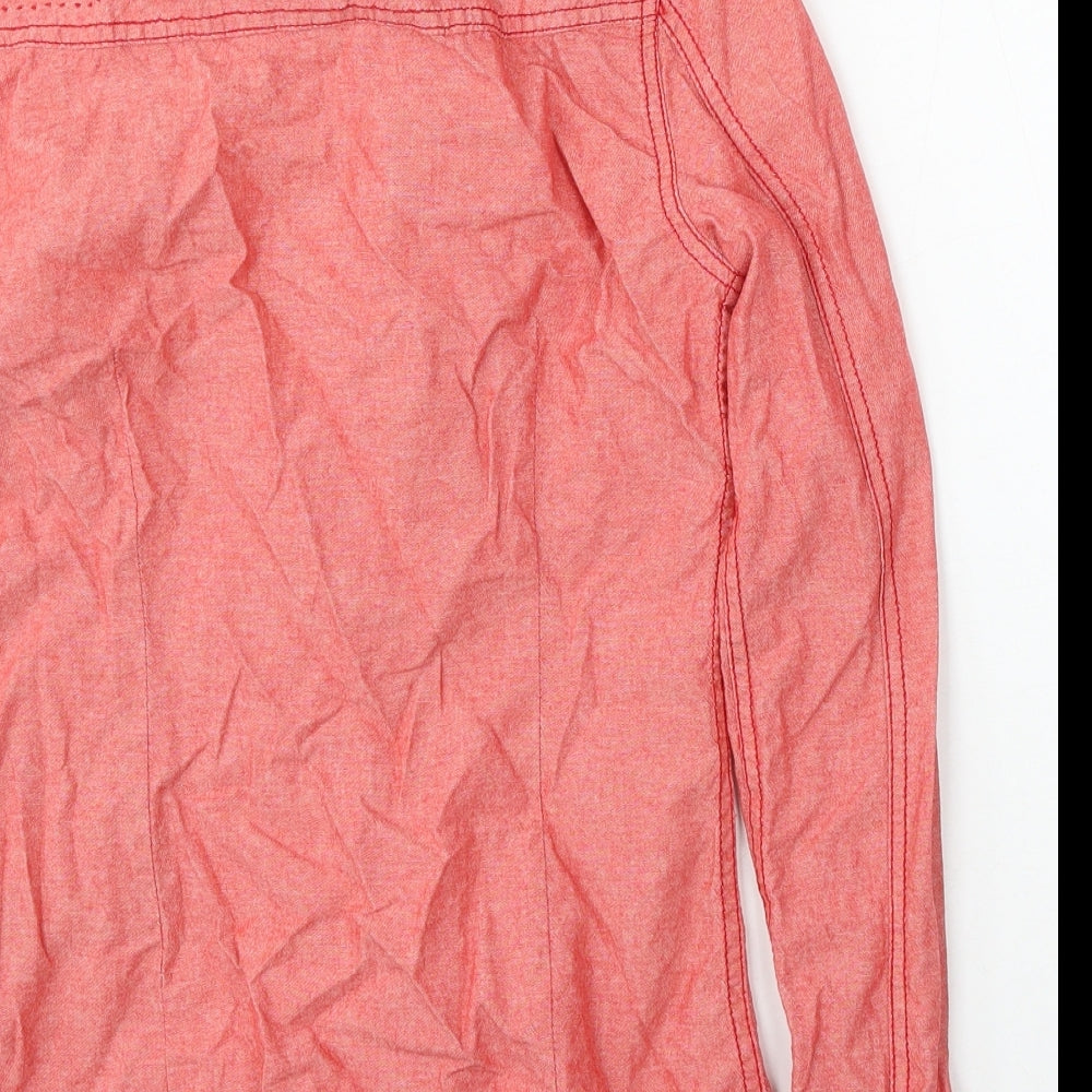 Kenvelo Womens Red Cotton Basic Button-Up Size XS Collared