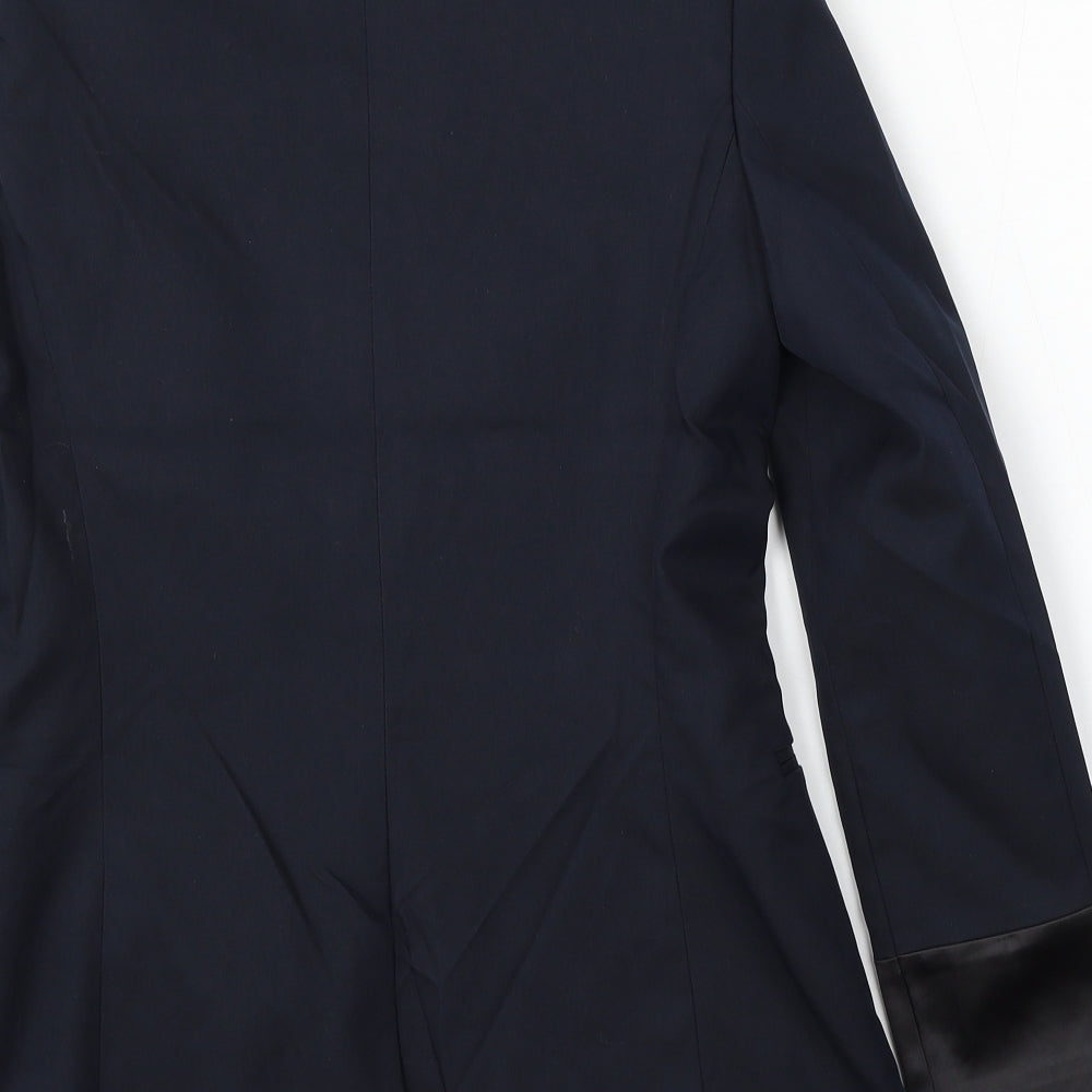 Preworn Womens Blue Polyester Jacket Suit Size 6