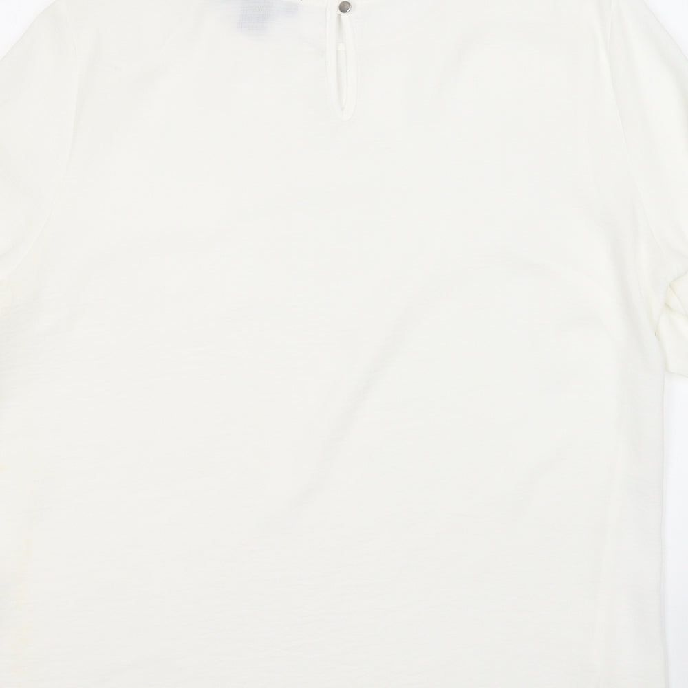 Primark Womens White Polyester Basic Blouse Size 12 Round Neck