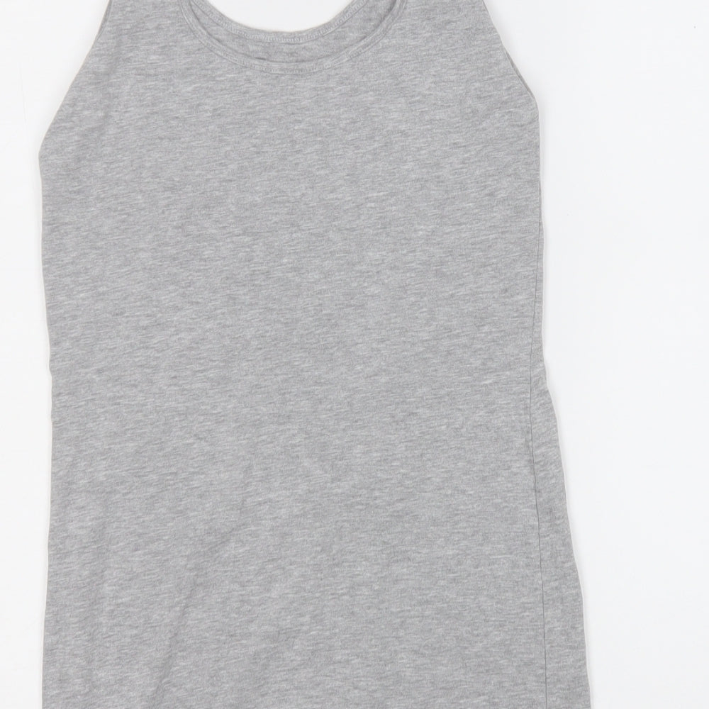 Papaya Womens Grey Cotton Basic Tank Size 12 Round Neck
