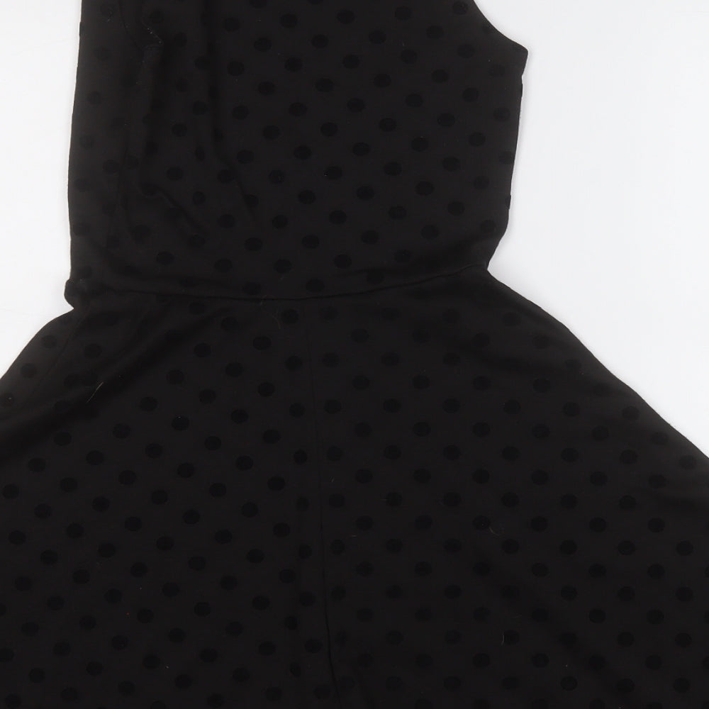Atmosphere Womens Black Polka Dot Polyester Fit & Flare Size 8 Round Neck