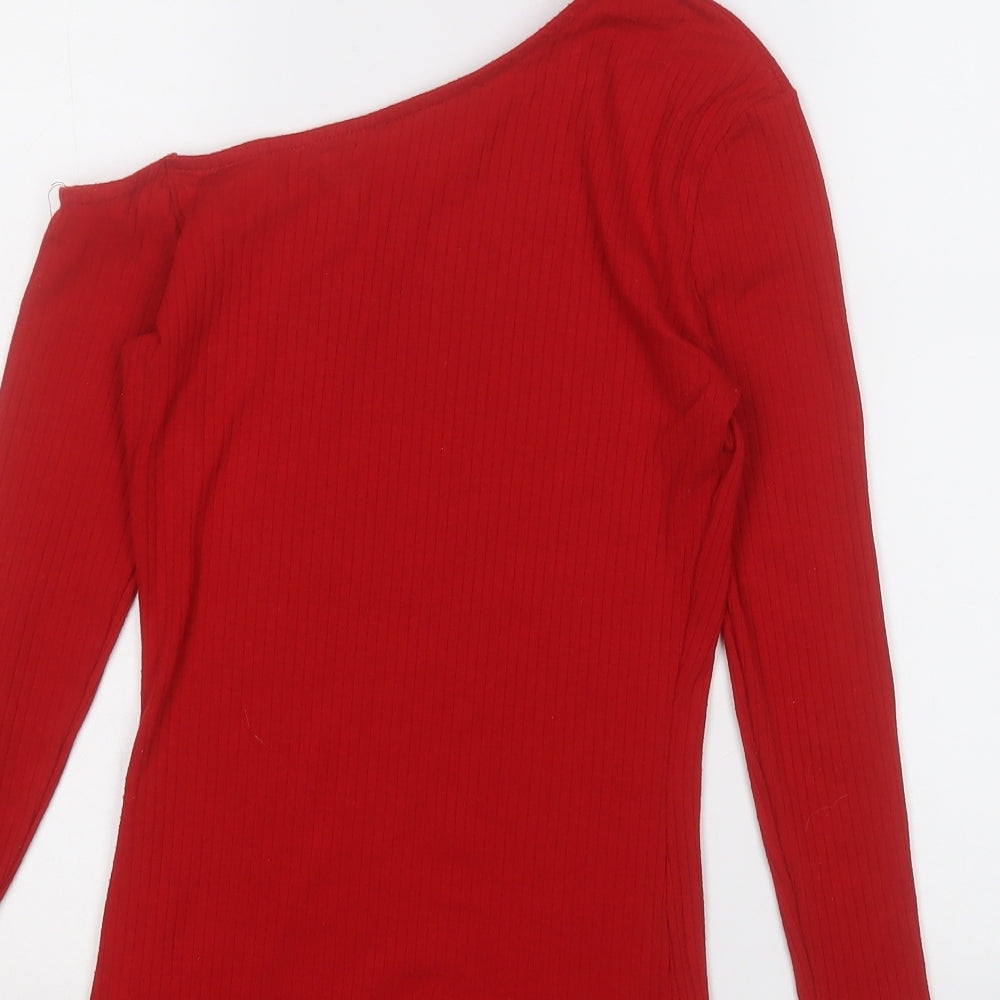 TALLY WEiJL Womens Red Round Neck Polyester Pullover Jumper Size S