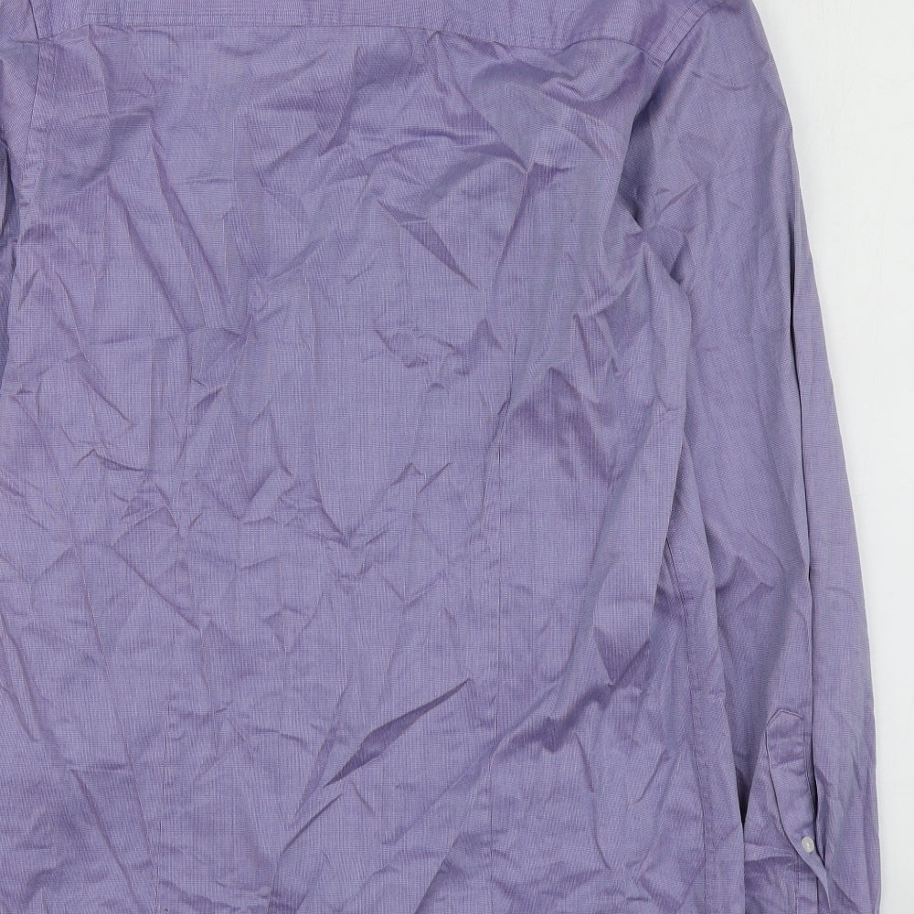 Selected Mens Purple Cotton Button-Up Size S Collared
