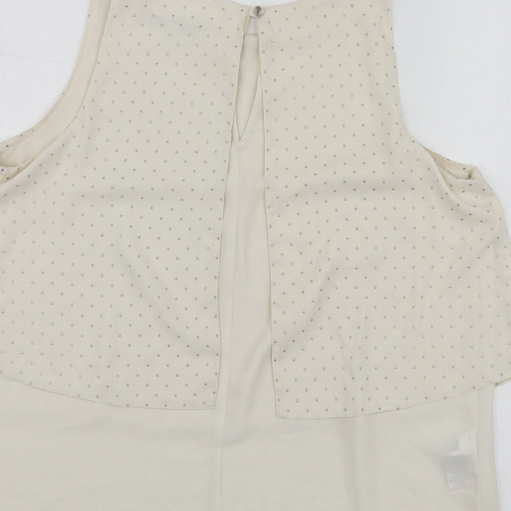 NEXT Womens Beige Polyester Basic Blouse Size 12 Round Neck