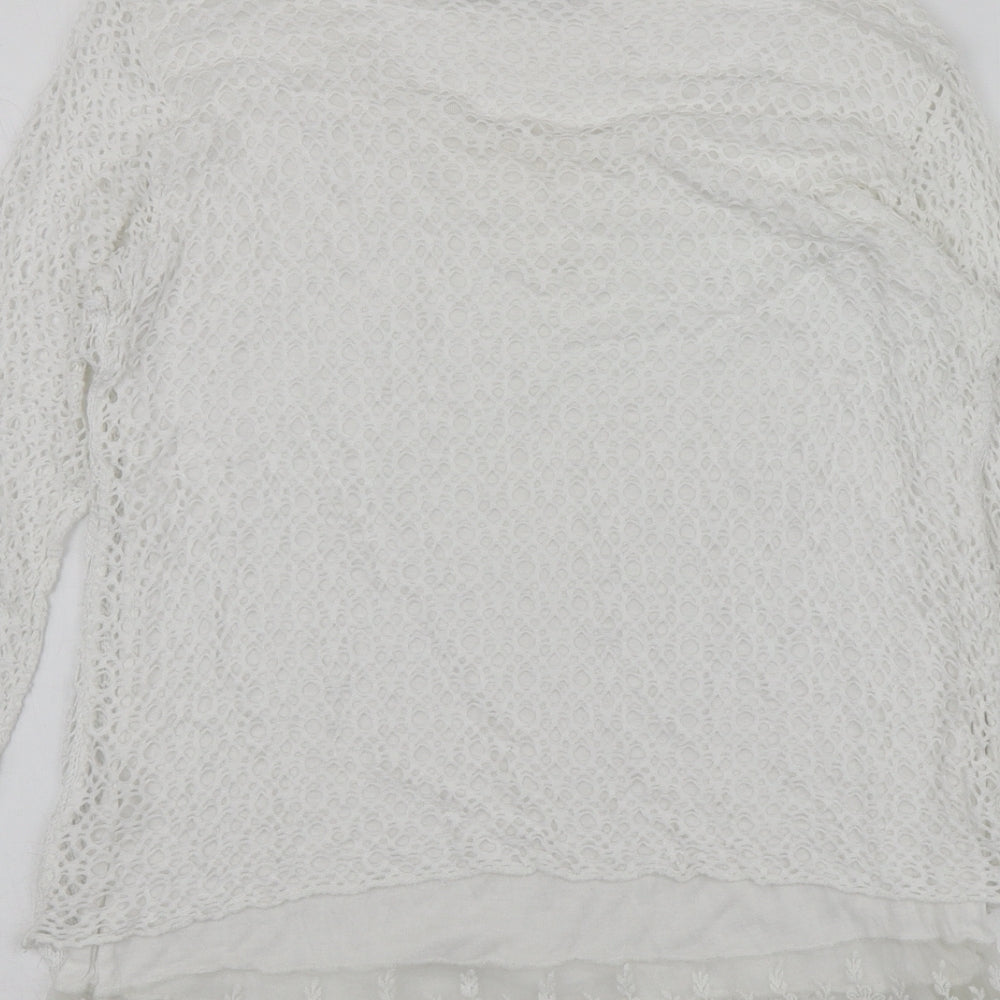 LV Clothhing Womens White Polyester Basic Blouse Size S Round Neck
