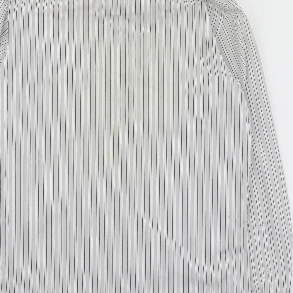 Burton Mens Grey Striped Polyester Button-Up Size 15 Collared