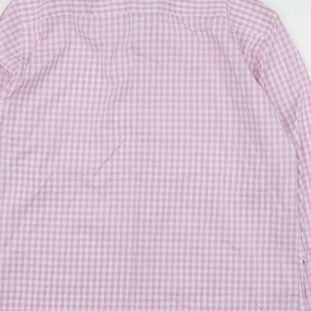 New Haven Mens Pink Check Cotton Button-Up Size L Collared