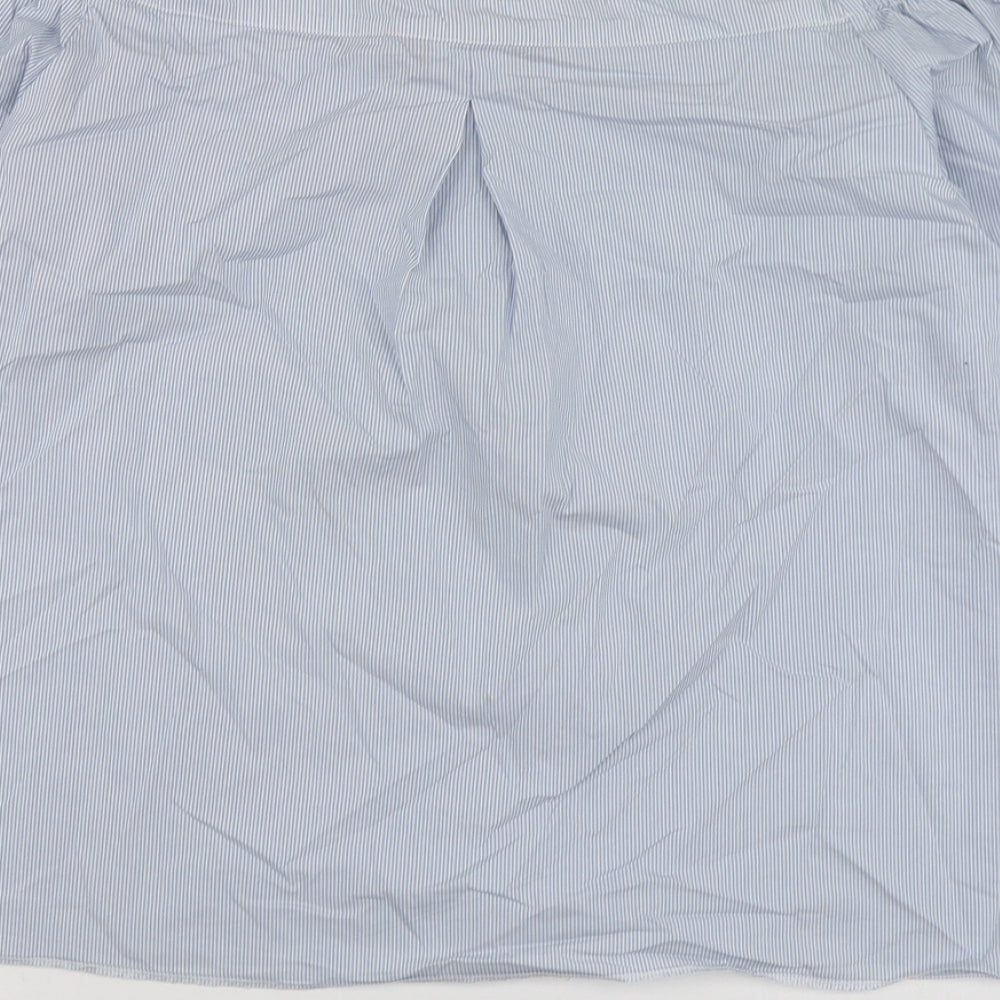 Dorothy Perkins Womens Blue Striped Cotton Basic Blouse Size 16 Square Neck
