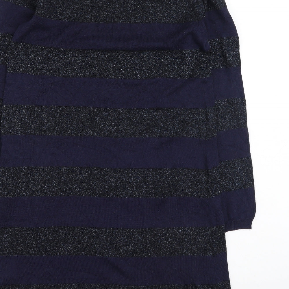 Marks and Spencer Womens Blue Round Neck Striped Viscose Pullover Jumper Size 12