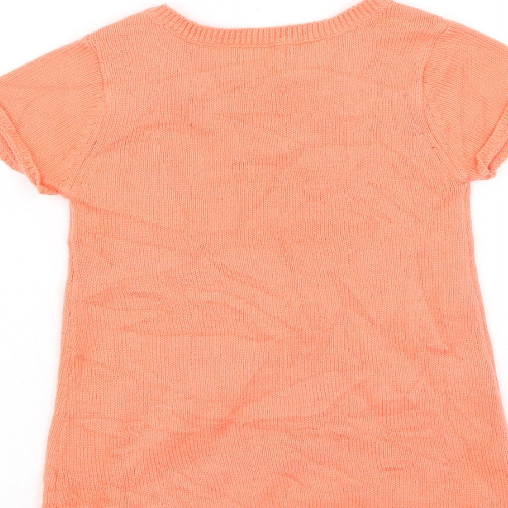 Vertbaudet Girls Pink Cotton Basic Casual Size 4 Years Round Neck