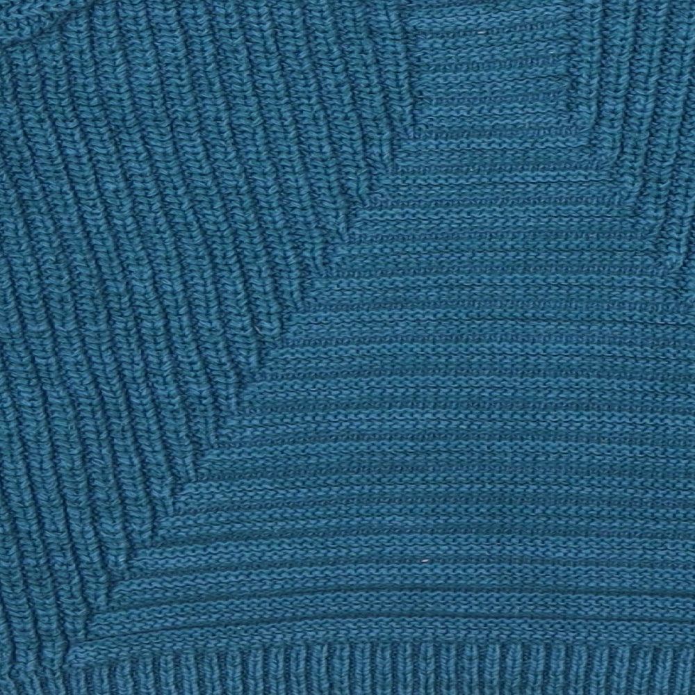 Exhibit Womens Blue Round Neck Cotton Blend Pullover Jumper Size S