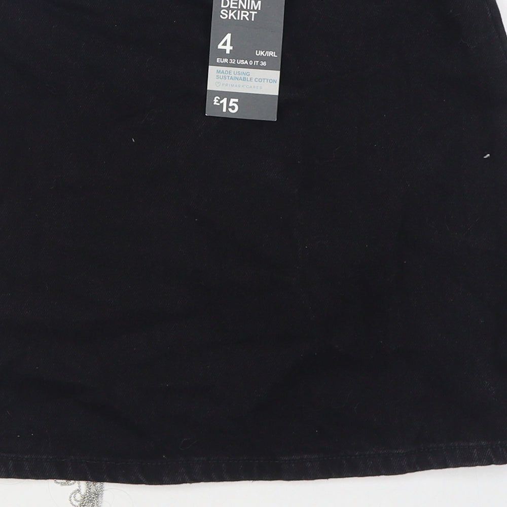 Denim & Co. Womens Black Cotton Mini Skirt Size 6 Zip