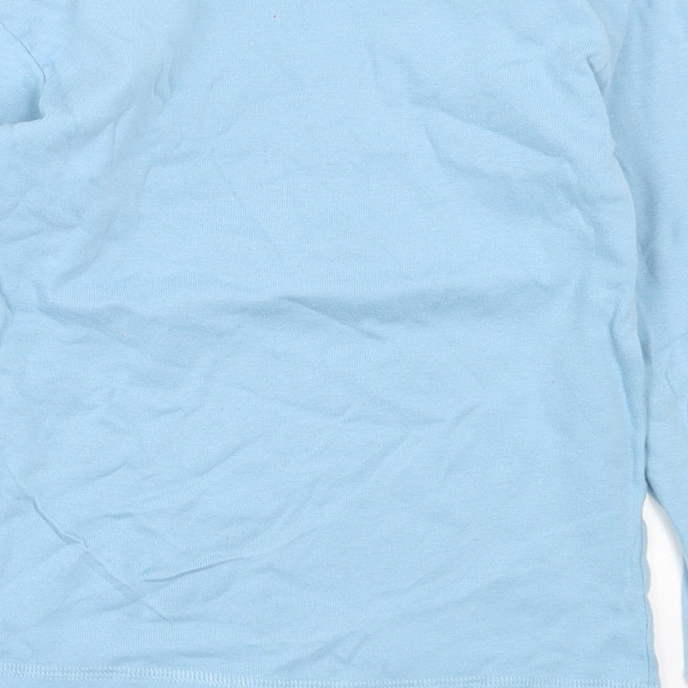 Leigh Tucker Boys Blue Cotton Basic Casual Size 6-7 Years Crew Neck Pullover - Christmas Tee