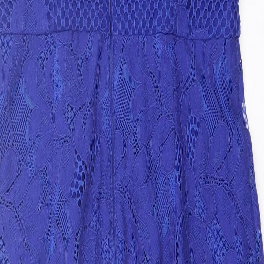 Coast Womens Blue Geometric Cotton A-Line Size 6 Boat Neck Pullover