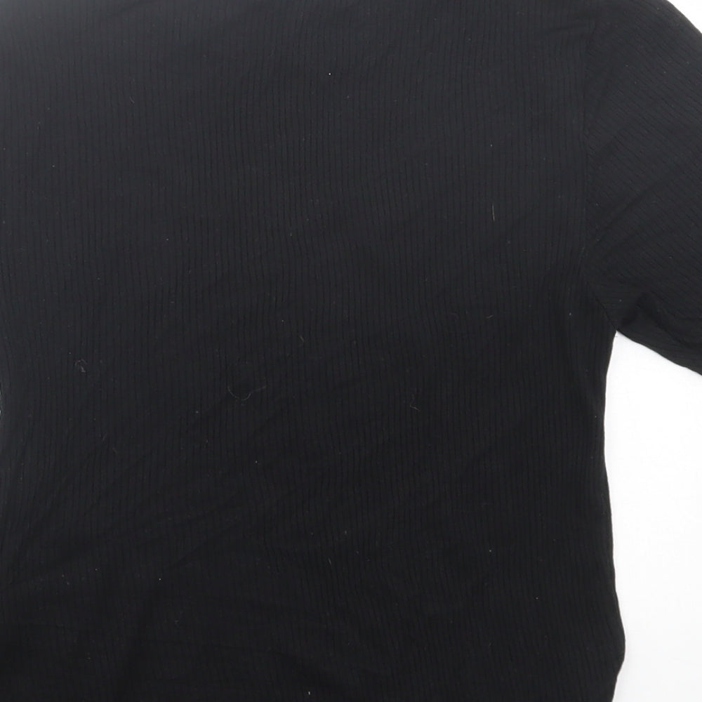 topshp Womens Black Viscose Basic T-Shirt Size M Crew Neck
