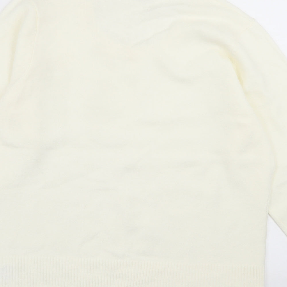 TEXT Womens Ivory Crew Neck Acrylic Pullover Jumper Size L