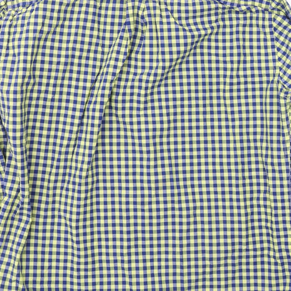 Mango Mens Blue Plaid Cotton Button-Up Size S Collared Button