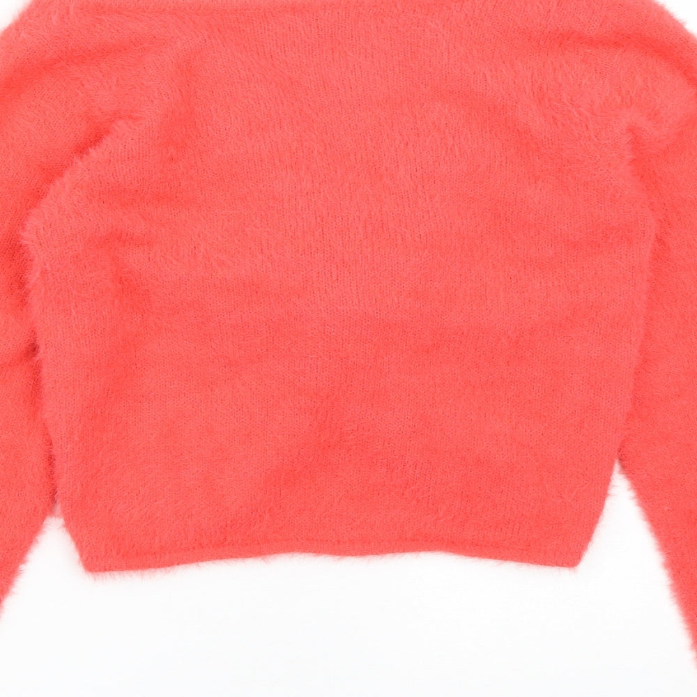 Threadbare Womens Pink V-Neck Nylon Pullover Jumper Size 16